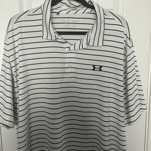 Under Armour Men's White Striped Polo Shirt